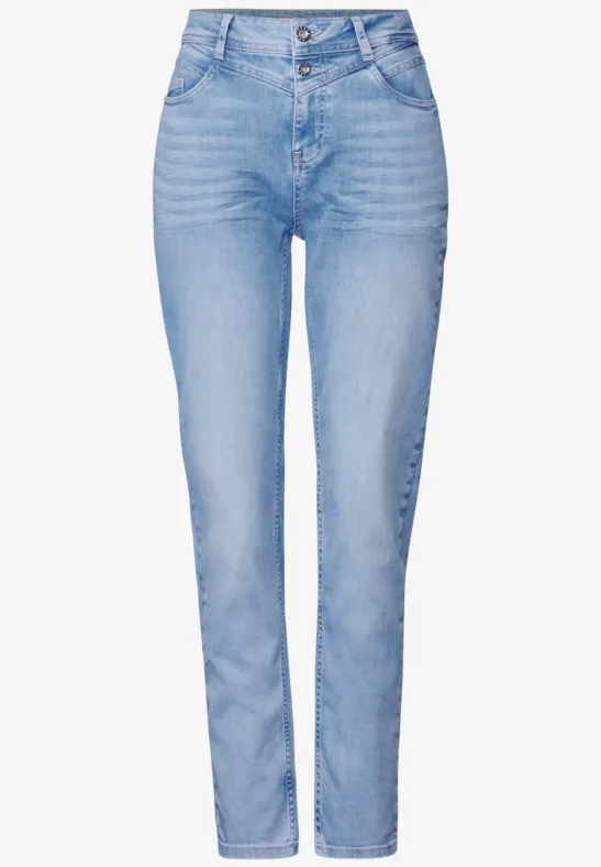 Street One Damen Jeans „Loose Fit“ – Boyfriend-Style Mit Destroyed-Look, Mid Waist & Tapered Legs