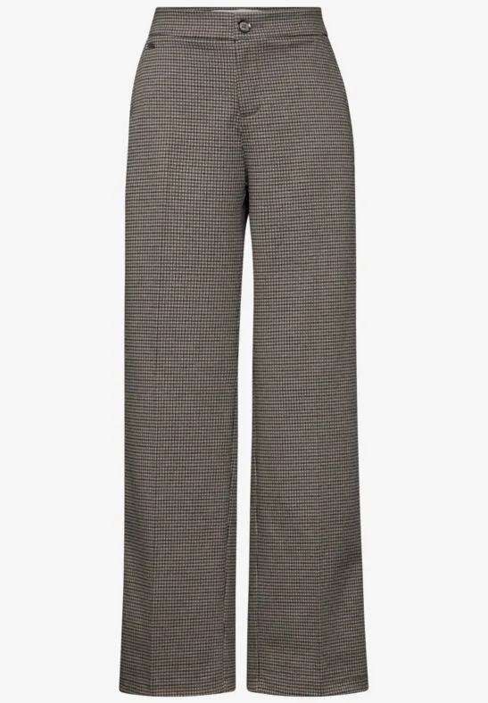 Pantalon Femme S.Oliver à Carreaux Discrets - Coupe Large Jambe - Taille 38 - Occasion TB