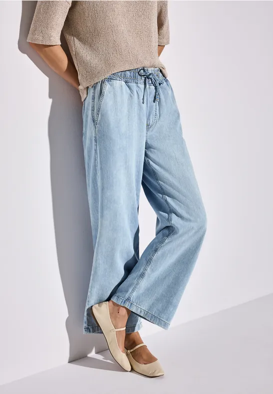 Street One Damen High Waist Jeans – Authentic Light Blue, 34W X 30L, Casual Wide Leg