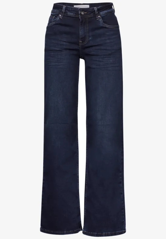 STREET ONE Jeans met brede pijpen, Zacht medium gewassen, 27W / 30L