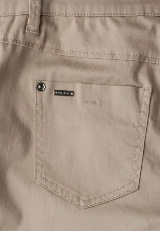 STREET-ONE Linnen chino's in een casual pasvorm voor dames in Groen