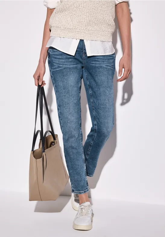 Street One Jean Boyfriend Femme - Coupe Ample Taille Moyenne Bleu Denim