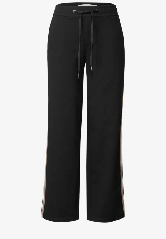 DESIGN Curve - Broek met elastische taille en contrasterende strepen aan de zijkant in