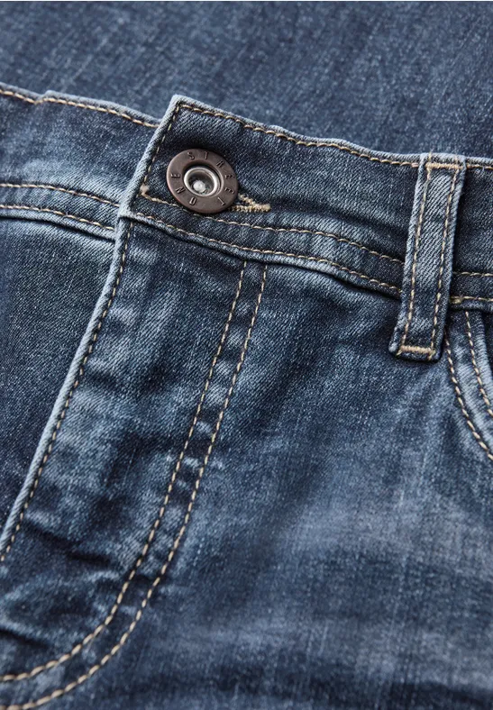 Jean Femme Street One à Rayures Gallon - Taille Haute, Jambes Droites, Délavage Bleu - Coupe Décontractée - 12