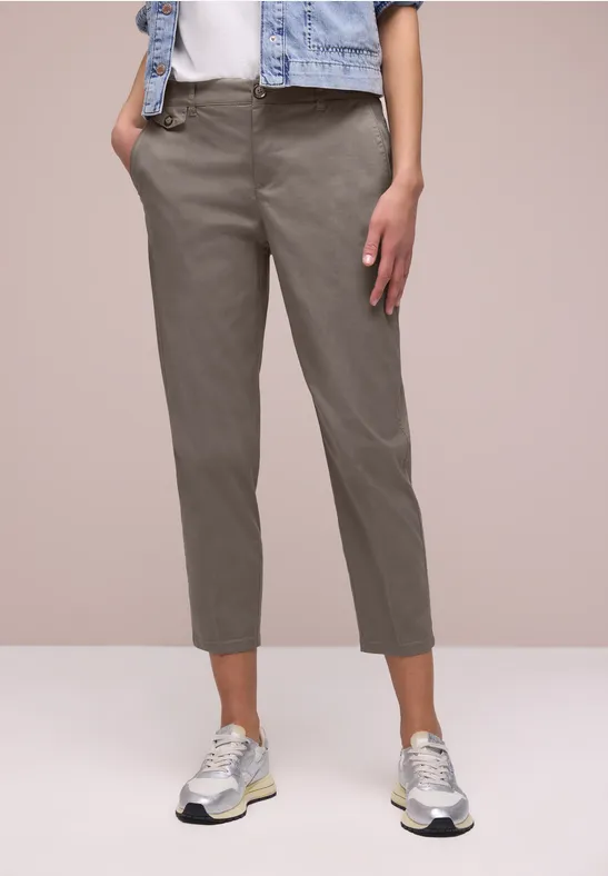 Leinen-Chino im Casual Fit für Damen in Beige