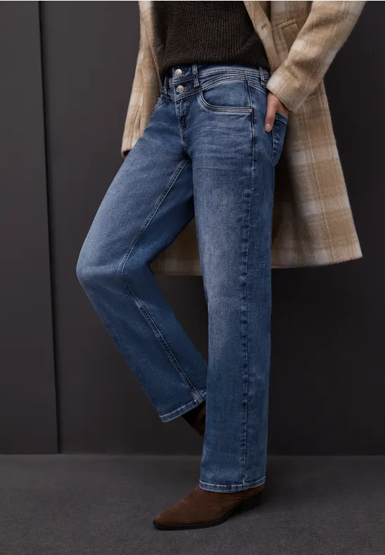 Street One W33 L28 Jeans Pantaloni Acido Grigio Donna Stretch Casual Fit Dritto