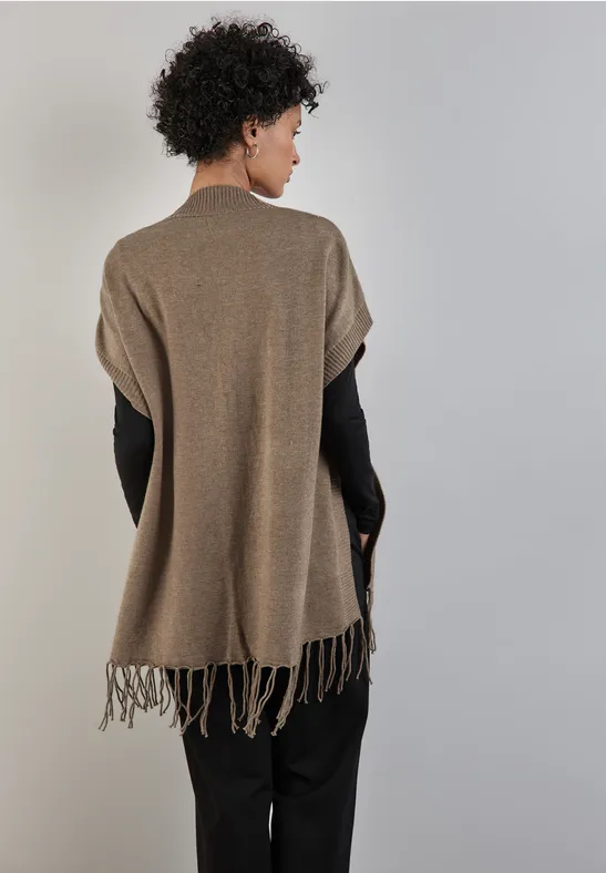 STREET-ONE Poncho mit Fransen für Damen in Braun STREET-ONE