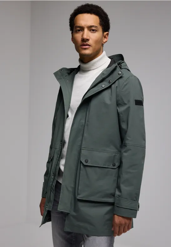 STREET-ONE Softshell parka voor heren in Groen | STREET-ONE