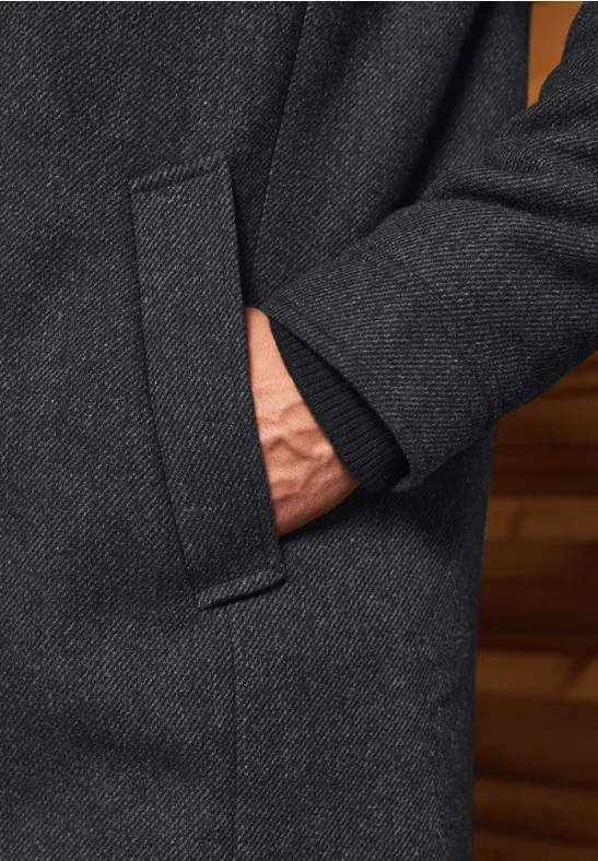 Street One MEN Herren Jacke Mit Wollanteil – Stehkragen, Praktische Taschen