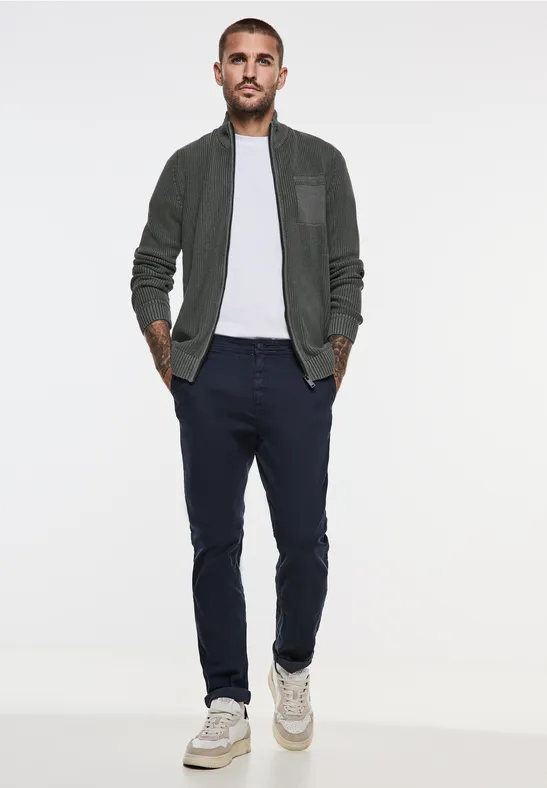 Cardigan Street One MEN - Col Montant, Fermeture éclair - Coupe Droite En Coton - Basique Homme Décontracté Et Polyvalent