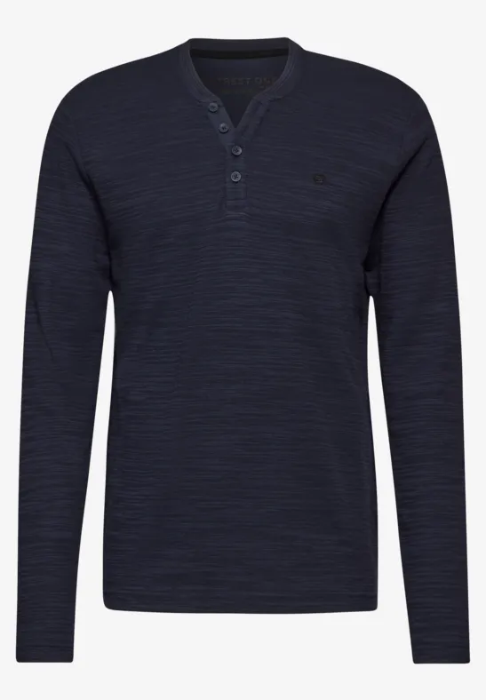 Chemise Henley Van Heusen Taille XXL - Gris Foncé Avec Bordure Noire, Manches Longues, Coton Mélangé, Occasion Très Bon état