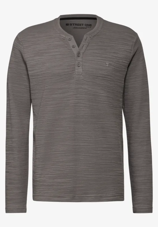 Henley T-shirt met lange mouwen voor heren, lange mouwen, V-hals, vintage, slim fit, hemd met lange mouwen, met knoopsluiting, M-3XL, donkergrijs, XL