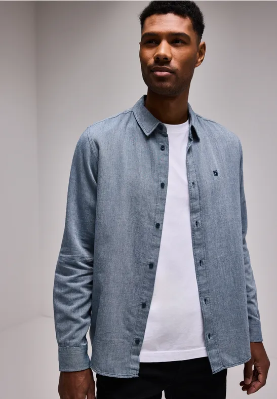 STREET-ONE Chemise en flanelle Two Tone pour hommes en Bleu