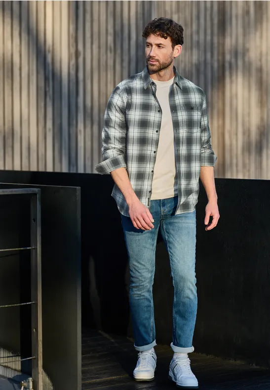 Gant casual overhemd normale fit groen geruit linnen | Schulte Herenmode
