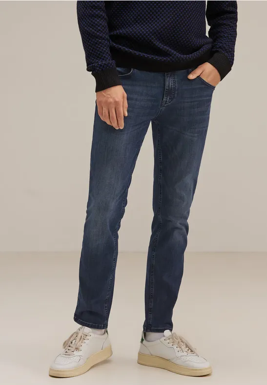 STREET-ONE Dunkelblaue Slim Fit Jeans für Herren in Blau RACER