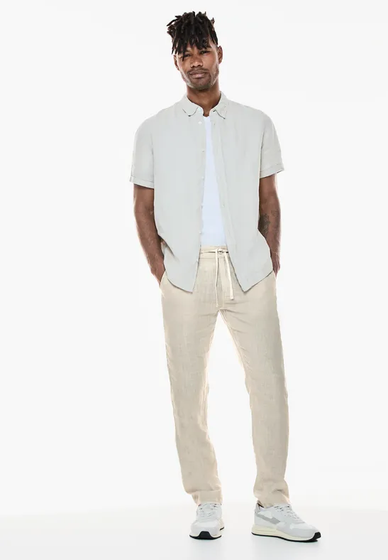 STREET-ONE Linnen broek voor heren in Beige STREET-ONE