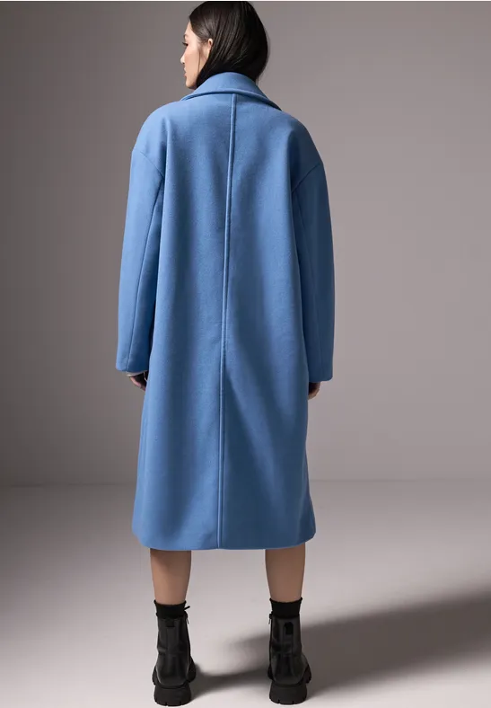 Mäntel Wintermantel Blau Wolle STREET-ONE Oversized Revers-Mantel