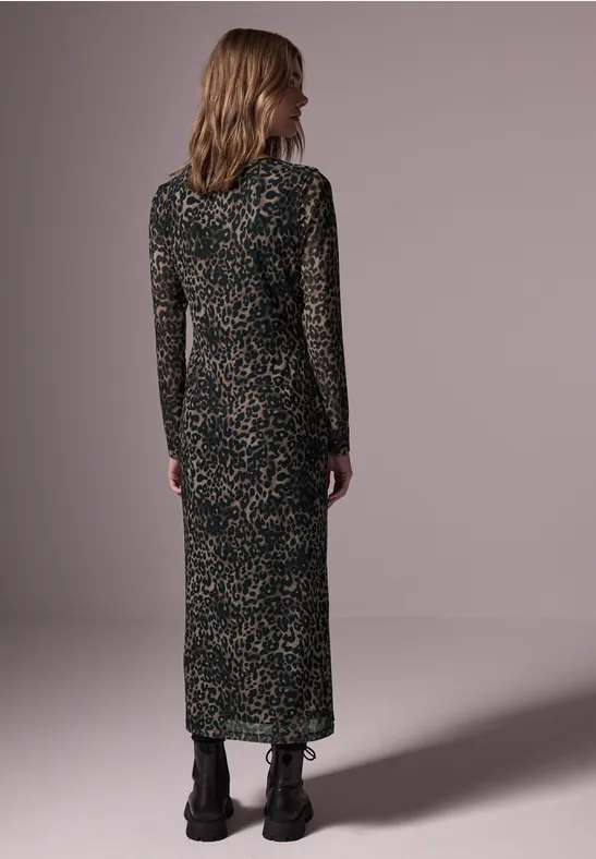 Street One Damen Kleid Mit Print – Viskose, V-Ausschnitt, Bindegürtel, Knielang