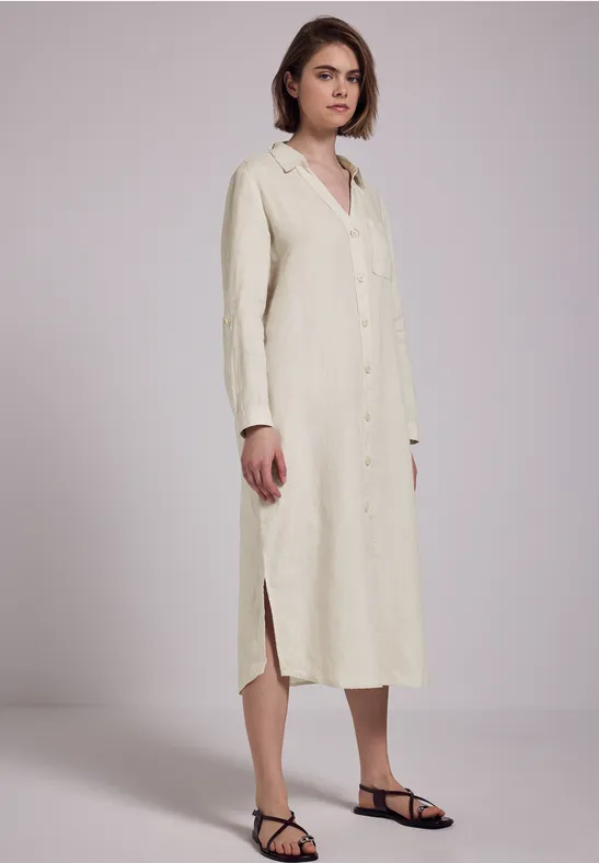 STREET-ONE Midi-Kleid aus Leinen für Damen in Beige STREET-ONE