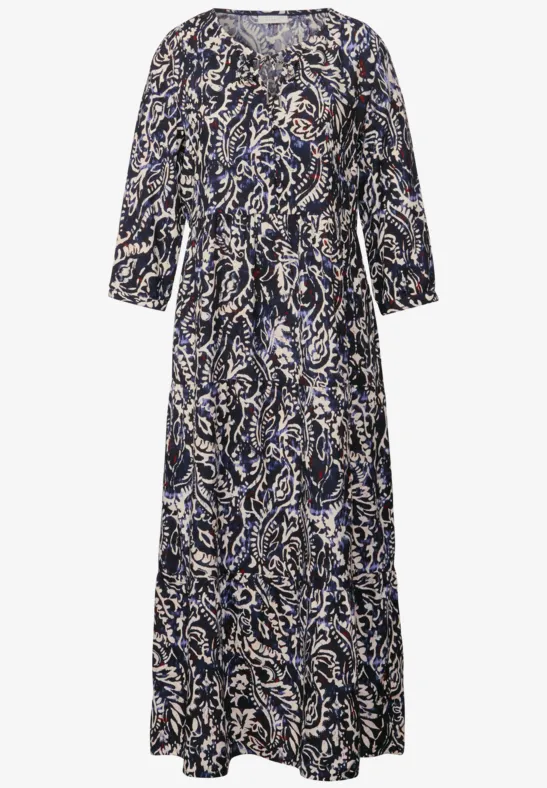 STREET-ONE Robe à volants à motifs pour femmes en Bleu STREET-ONE