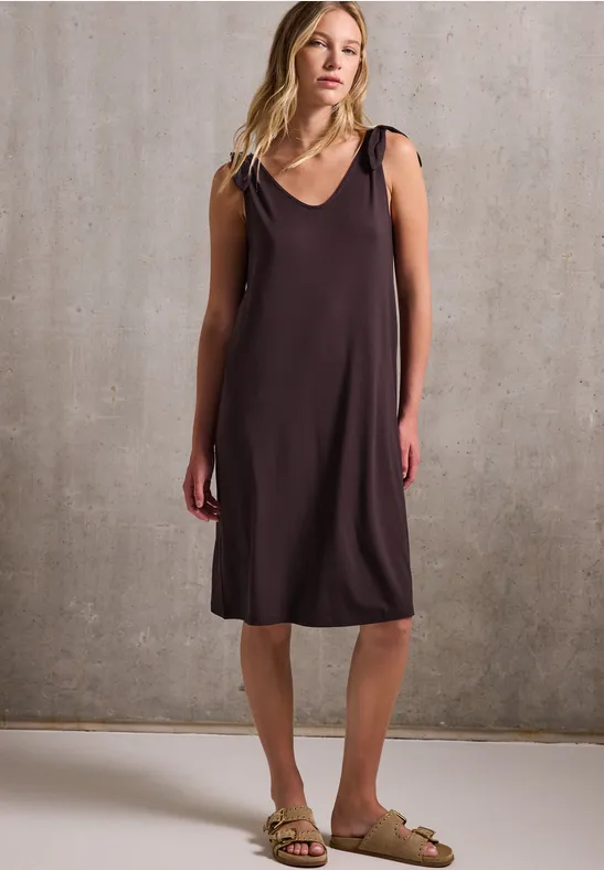 Street One Studio Robe En Jersey Avec Nœuds Femme - Robe Longue Genou Col V