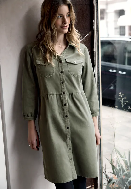Robe Femme Velours Côtelé Street One - Volants, Col Chemise, Poches Poitrine - 9