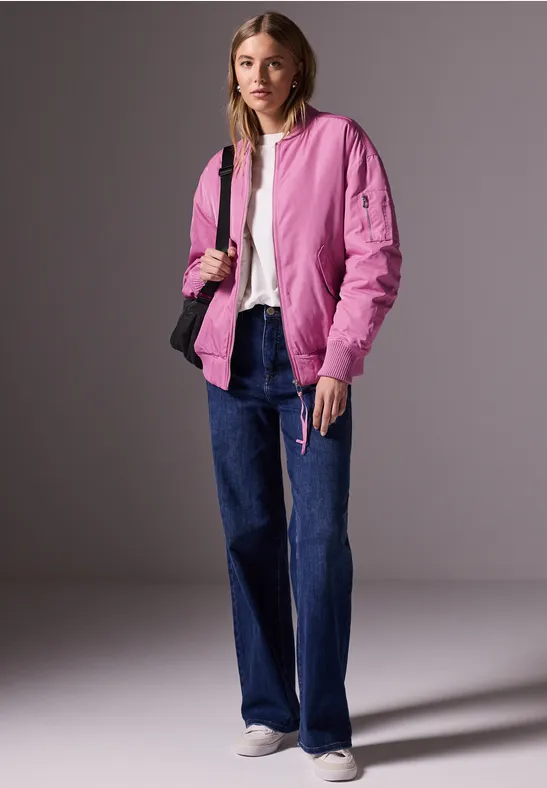 Jeans Rosa Bomberjacke Damen STREET-ONE Schimmernder Blouson Für