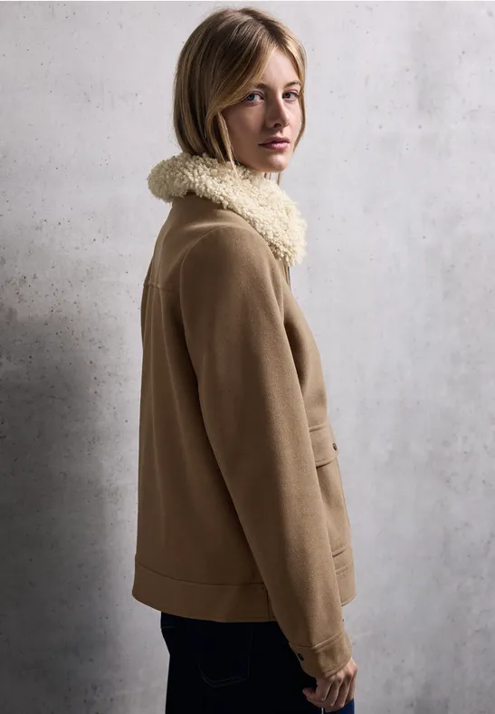 Street One Studio Veste Aspect Laine Femme Col Peluche Poches - Confort Quotidien