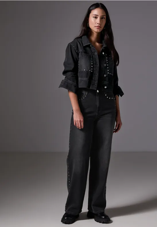 STREET-ONE Kurze Jeansjacke für Damen in Schwarz STREET-ONE