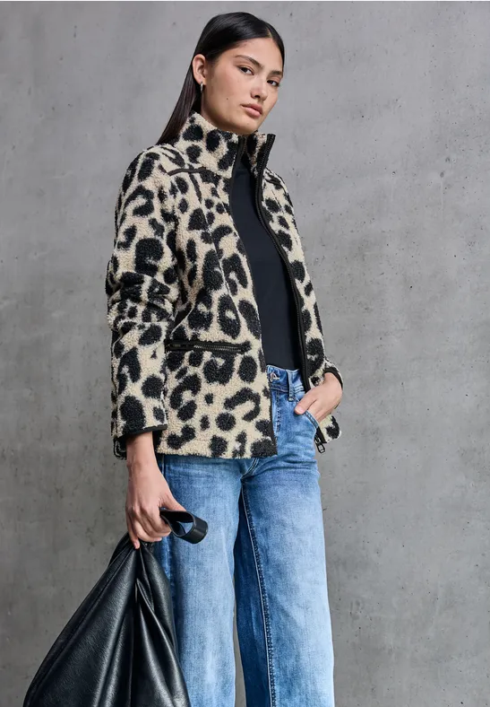 STREET-ONE Leo teddy jas voor dames in Beige | STREET-ONE