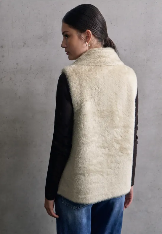 Gilet En Fausse Fourrure Beige Crème Avec Effet Peau De Serpent - Marks & Spencer Per Una Taille M