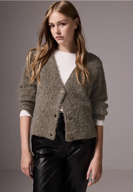 STREET-ONE Bouclé-Cardigan für Damen in Braun | STREET-ONE