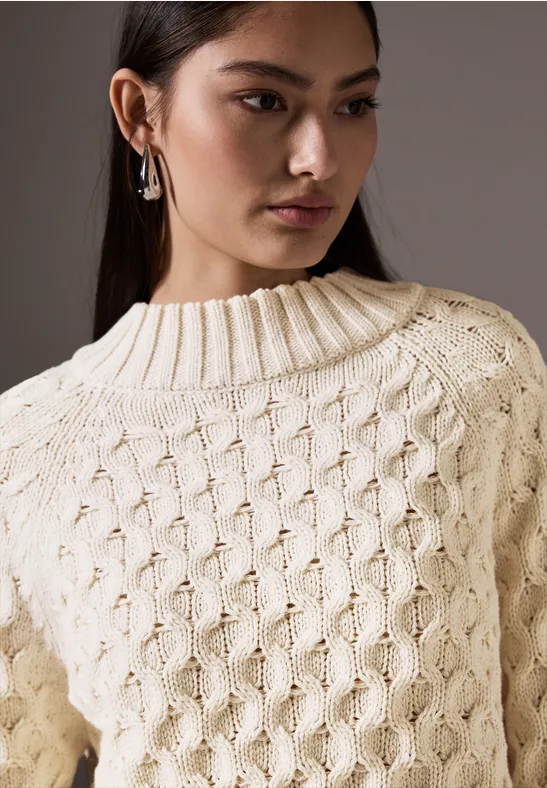 Street One Strickpullover In Beige Lochmuster Strickpullover Damen