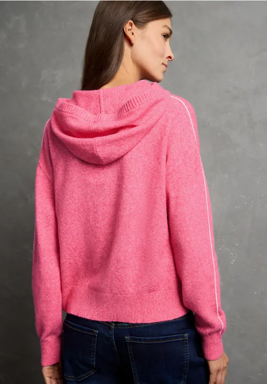 Sweat à capuche loose en coton groseille print dos femme