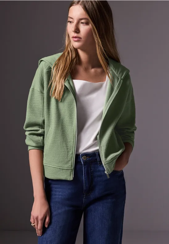 Shirtjacke Kapuzenjacke Street One STREET-ONE Kurze Sweatjacke Für