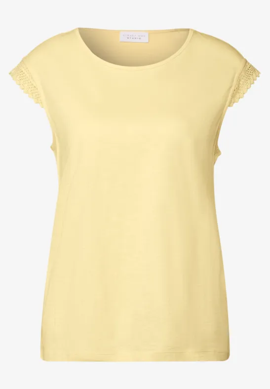 Street One Damen T-Shirt Mit Häkelstruktur – Sommerliches Top Mit Weicher Viskose – Lässig & Stylisch