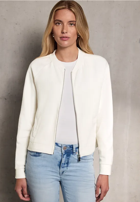Street One Studio Damen Jacke Mit Feiner Struktur – Blouson Aus Weichem Baumwollmix