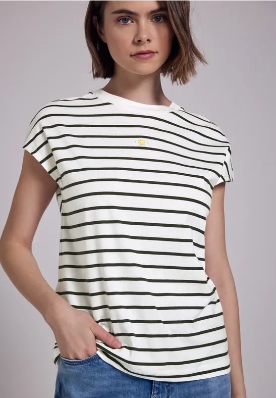 Street One Damen T-Shirt Gestreift – Lässiger Sommer-Look Mit Rundhals & Weicher Jersey-Qualität