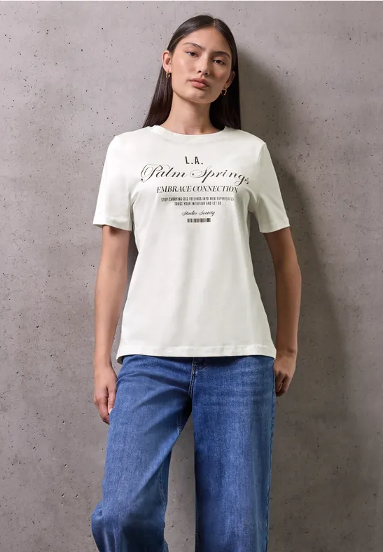 Street One Maglietta Donna Con Scritta Artwork – Girocollo, Maniche Corte, Colore Femminile