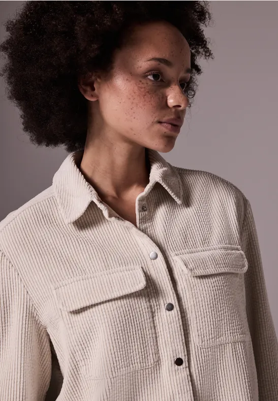 Produktbild von Street One Studio Damen Beige Cordbluse Im Relaxed Fit In Gr: Größe 46
