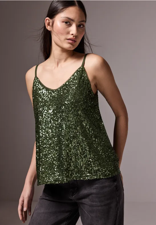 Chemisier Femme Vert Studio Y - Col V Avec Paillettes - Taille S - Occasion Très Bon état