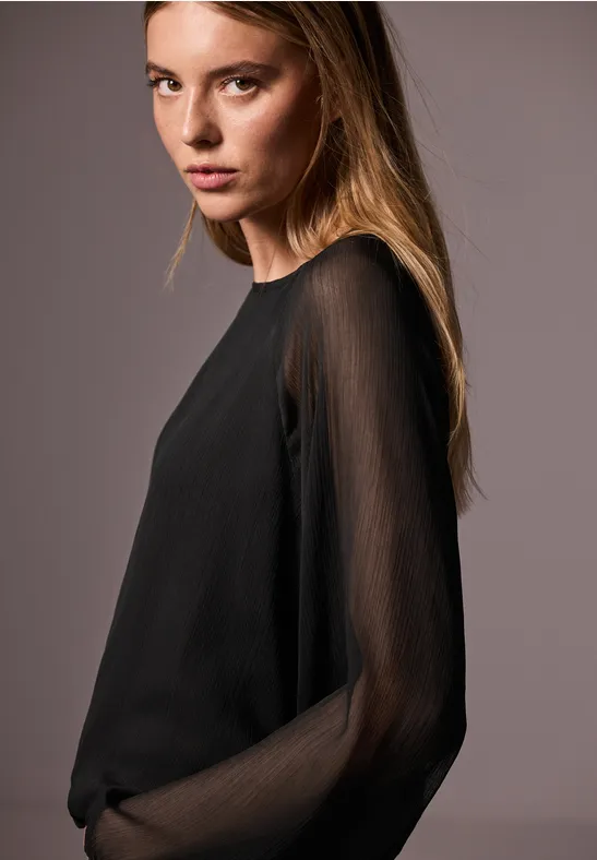 Chiffon Printbluse für Damen in Schwarz