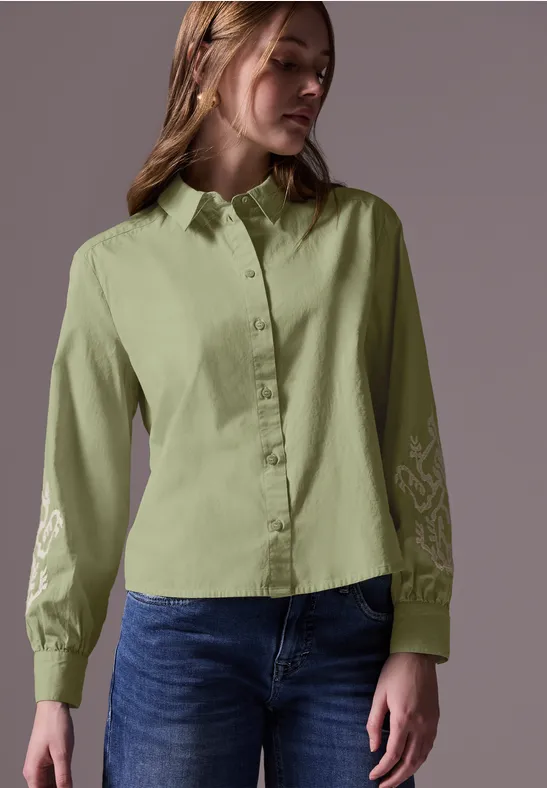 STREET-ONE Chemisier avec broderie pour femmes en Vert STREET-ONE