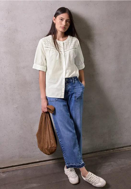Street One Damen Bluse Mit Stickerei – Vielseitig Für Business & Freizeit