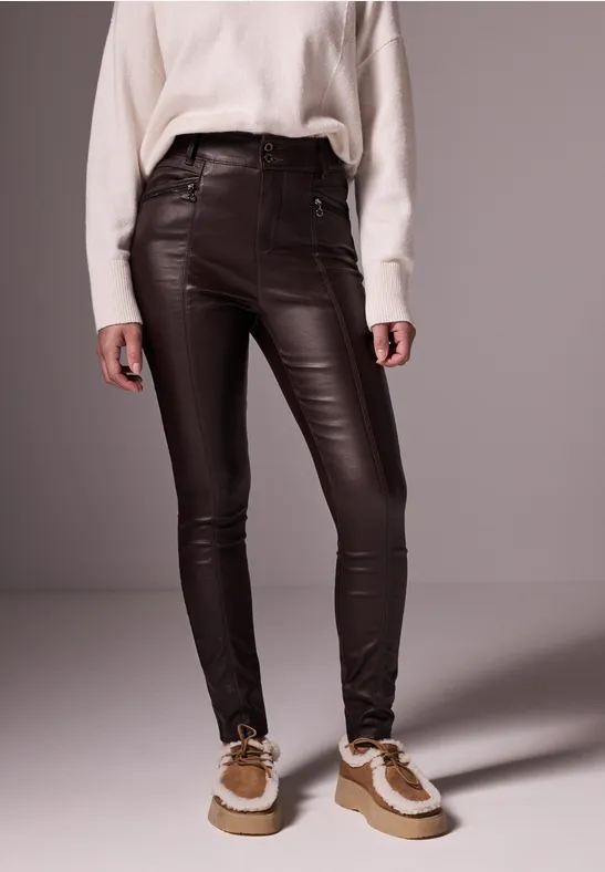 STREET-ONE Hose im Leder-Look für Damen in Rot STREET-ONE