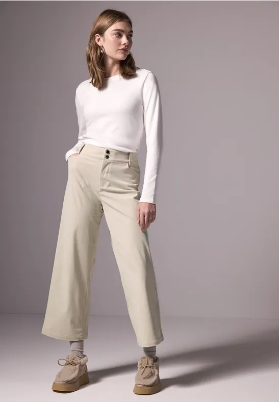 Street One Damen Cordhose Straight Leg - Bequeme Casual Hose Mit Stretch