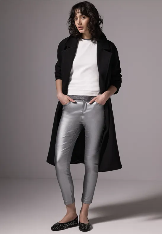 Street One Dames gecoate broek in slim fit, Cedar Brown, 46W / 30L