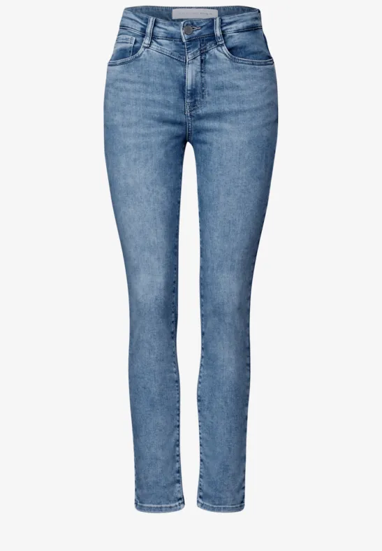 Street One Damen Jeans Slim Fit – Light Blue Random Wash – Größe 32/30