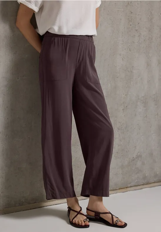 Street One A376705 7/8 Culotte High Waist, Nero, 34W x 26L Donna