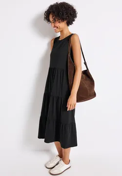 Robe Sans Manches Street One - Mi-longue, En Viscose Stretch, Col Rond, Couleur Unie